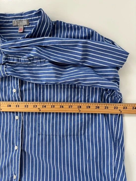 J.Crew Women's Blue White Striped Cotton Poplin Pajama Pant Set Size Small - Picture 6 of 15